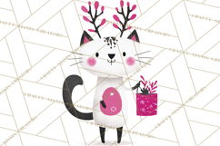 Bold Graphic Christmas Cats PNG, Modern Holiday Clipart Product Image 4