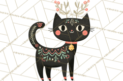 Bold Graphic Christmas Cats PNG, Modern Holiday Clipart Product Image 5