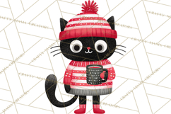 Bold Graphic Christmas Cats PNG, Modern Holiday Clipart Product Image 2