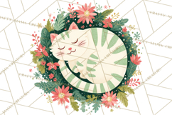 Bold Graphic Christmas Cats PNG, Modern Holiday Clipart Product Image 3