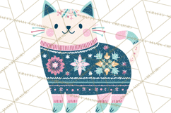 Bold Graphic Christmas Cats PNG, Modern Holiday Clipart Product Image 4