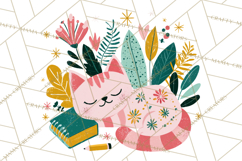 Bold Graphic Christmas Cats PNG, Modern Holiday Clipart Product Image 5