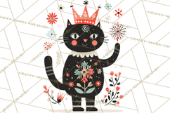 Bold Graphic Christmas Cats PNG, Modern Holiday Clipart Product Image 2
