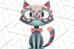 Bold Graphic Christmas Cats PNG, Modern Holiday Clipart Product Image 2