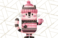 Bold Graphic Christmas Cats PNG, Modern Holiday Clipart Product Image 4