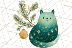 Bold Graphic Christmas Cats PNG, Modern Holiday Clipart Product Image 5