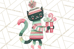 Bold Graphic Christmas Cats PNG, Modern Holiday Clipart Product Image 2