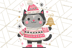 Bold Graphic Christmas Cats PNG, Modern Holiday Clipart Product Image 4