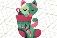 Bold Graphic Christmas Cats PNG, Modern Holiday Clipart Product Image 2