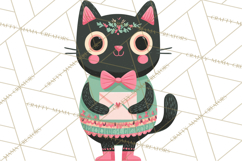 Bold Graphic Christmas Cats PNG, Modern Holiday Clipart Product Image 3