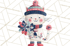 Bold Graphic Christmas Cats PNG, Modern Holiday Clipart Product Image 5