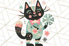 Bold Graphic Christmas Cats PNG, Modern Holiday Clipart Product Image 2