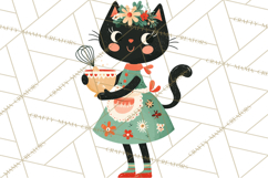 Bold Graphic Christmas Cats PNG, Modern Holiday Clipart Product Image 3