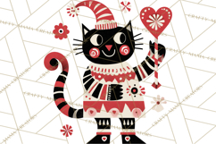Bold Graphic Christmas Cats PNG, Modern Holiday Clipart Product Image 5