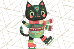 Bold Graphic Christmas Cats PNG, Modern Holiday Clipart Product Image 3