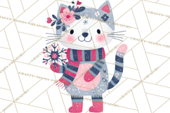 Bold Graphic Christmas Cats PNG, Modern Holiday Clipart Product Image 4