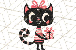 Bold Graphic Christmas Cats PNG, Modern Holiday Clipart Product Image 5