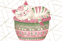 Bold Graphic Christmas Cats PNG, Modern Holiday Clipart Product Image 2