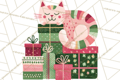 Bold Graphic Christmas Cats PNG, Modern Holiday Clipart Product Image 3