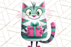 Bold Graphic Christmas Cats PNG, Modern Holiday Clipart Product Image 4