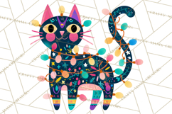 Bold Graphic Christmas Cats PNG, Modern Holiday Clipart Product Image 4