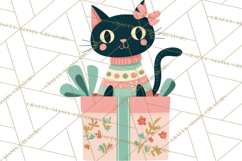Bold Graphic Christmas Cats PNG, Modern Holiday Clipart Product Image 5