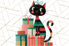 Bold Graphic Christmas Cats PNG, Modern Holiday Clipart Product Image 2
