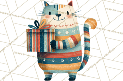 Bold Graphic Christmas Cats PNG, Modern Holiday Clipart Product Image 4