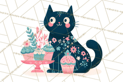 Bold Graphic Christmas Cats PNG, Modern Holiday Clipart Product Image 5
