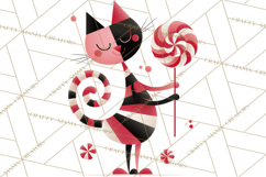 Bold Graphic Christmas Cats PNG, Modern Holiday Clipart Product Image 2