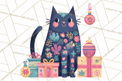 Bold Graphic Christmas Cats PNG, Modern Holiday Clipart Product Image 3