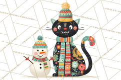 Bold Graphic Christmas Cats PNG, Modern Holiday Clipart Product Image 4