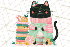 Bold Graphic Christmas Cats PNG, Modern Holiday Clipart Product Image 5