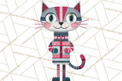 Bold Graphic Christmas Cats PNG, Modern Holiday Clipart Product Image 5