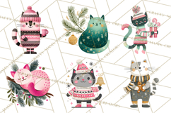 Bold Graphic Christmas Cats PNG, Modern Holiday Clipart Product Image 3