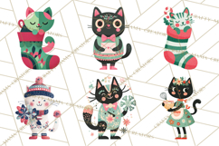 Bold Graphic Christmas Cats PNG, Modern Holiday Clipart Product Image 8