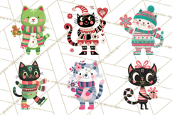 Bold Graphic Christmas Cats PNG, Modern Holiday Clipart Product Image 9