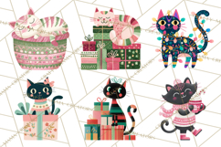 Bold Graphic Christmas Cats PNG, Modern Holiday Clipart Product Image 5