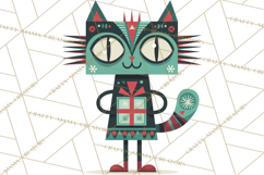 Bold Graphic Christmas Cats PNG, Modern Holiday Clipart Product Image 2