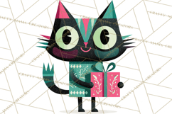 Bold Graphic Christmas Cats PNG, Modern Holiday Clipart Product Image 4