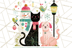 Bold Graphic Christmas Pets PNG, Modern Holiday Clipart Product Image 3