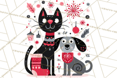 Bold Graphic Christmas Pets PNG, Modern Holiday Clipart Product Image 2
