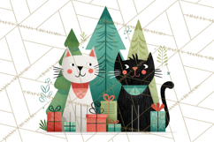 Bold Graphic Christmas Pets PNG, Modern Holiday Clipart Product Image 3