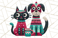 Bold Graphic Christmas Pets PNG, Modern Holiday Clipart Product Image 5