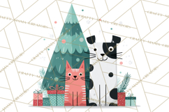 Bold Graphic Christmas Pets PNG, Modern Holiday Clipart Product Image 2