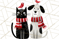 Bold Graphic Christmas Pets PNG, Modern Holiday Clipart Product Image 3