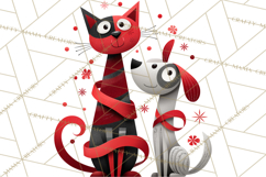 Bold Graphic Christmas Pets PNG, Modern Holiday Clipart Product Image 5