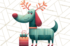 Bold Graphic Christmas Pets PNG, Modern Holiday Clipart Product Image 3