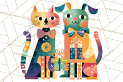 Bold Graphic Christmas Pets PNG, Modern Holiday Clipart Product Image 4