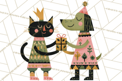 Bold Graphic Christmas Pets PNG, Modern Holiday Clipart Product Image 4